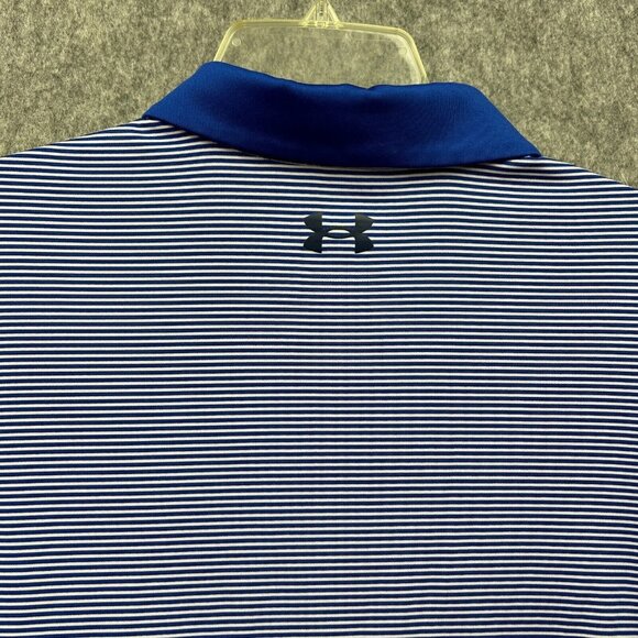Under Armour Short Sleeve Performance Polo Shirt Men's Size XXL Blue Striped - Picture 4 of 11